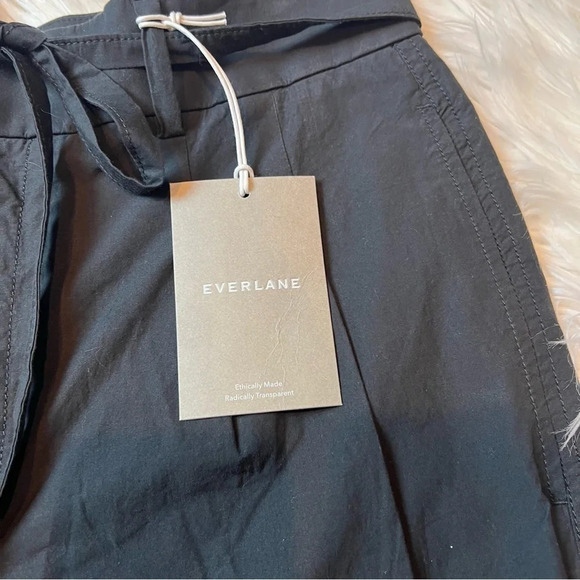 New EVERLANE The Poplin Pleated Taper Pant Black NWT Minimalist Casual Women’s 8 - Picture 6 of 14